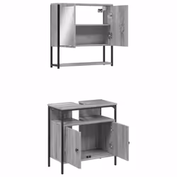 vidaXL Bathroom Furniture Set 2 Piece Sink Cabinet Grey Sonoma Engineered Wood - Additional view 5