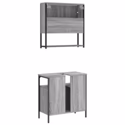 vidaXL Bathroom Furniture Set 2 Piece Sink Cabinet Grey Sonoma Engineered Wood - Additional view 7
