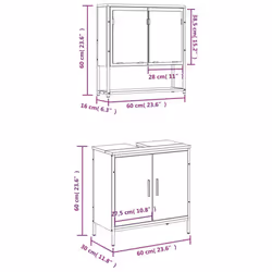 vidaXL Bathroom Furniture Set 2 Piece Sink Cabinet Smoked Oak Engineered Wood - Additional view 3