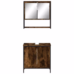 vidaXL Bathroom Furniture Set 2 Piece Sink Cabinet Smoked Oak Engineered Wood - Additional view 4