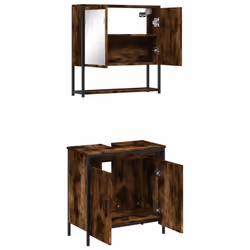 vidaXL Bathroom Furniture Set 2 Piece Sink Cabinet Smoked Oak Engineered Wood - Additional view 5