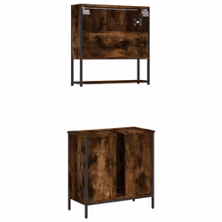 vidaXL Bathroom Furniture Set 2 Piece Sink Cabinet Smoked Oak Engineered Wood - Additional view 7