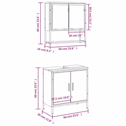 vidaXL Bathroom Furniture Set 2 Piece Sink Cabinet Grey Sonoma Engineered Wood