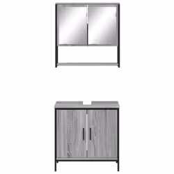 vidaXL Bathroom Furniture Set 2 Piece Sink Cabinet Grey Sonoma Engineered Wood - Additional view 4