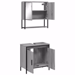 vidaXL Bathroom Furniture Set 2 Piece Sink Cabinet Grey Sonoma Engineered Wood - Additional view 5