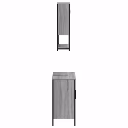 vidaXL Bathroom Furniture Set 2 Piece Sink Cabinet Grey Sonoma Engineered Wood - Additional view 6