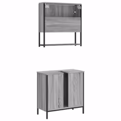 vidaXL Bathroom Furniture Set 2 Piece Sink Cabinet Grey Sonoma Engineered Wood - Additional view 7