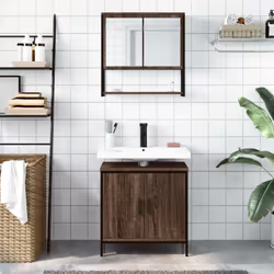 vidaXL Bathroom Furniture Set 2 Piece Sink Cabinet Brown Oak Engineered Wood