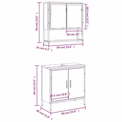 vidaXL Bathroom Furniture Set 2 Piece Sink Cabinet Brown Oak Engineered Wood