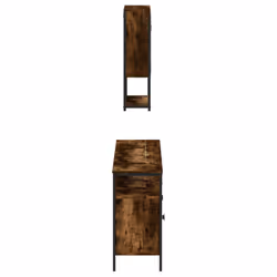 vidaXL Bathroom Furniture Set 3 Piece Sink Cabinet Smoked Oak Engineered Wood - smoked oak - Additional view 6