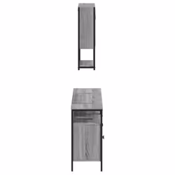 vidaXL Bathroom Furniture Set 3 Piece Sink Cabinet Smoked Oak Engineered Wood - grey sonoma - Additional view 6