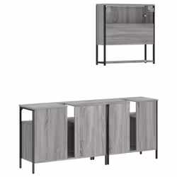 vidaXL Bathroom Furniture Set 3 Piece Sink Cabinet Smoked Oak Engineered Wood - grey sonoma - Additional view 7