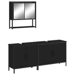vidaXL Bathroom Furniture Set 3 Piece Sink Cabinet Sonoma Oak Engineered Wood - black