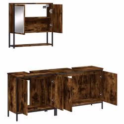 vidaXL Bathroom Furniture Set 3 Piece Sink Cabinet Sonoma Oak Engineered Wood - smoked oak - Additional view 5