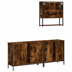 vidaXL Bathroom Furniture Set 3 Piece Sink Cabinet Sonoma Oak Engineered Wood - smoked oak - Additional view 7