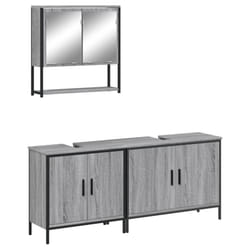 vidaXL Bathroom Furniture Set 3 Piece Sink Cabinet Sonoma Oak Engineered Wood - grey sonoma