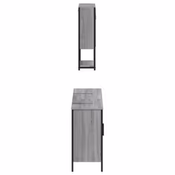 vidaXL Bathroom Furniture Set 3 Piece Sink Cabinet Sonoma Oak Engineered Wood - grey sonoma - Additional view 6