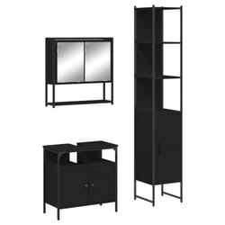 vidaXL Bathroom Furniture Set 3 Piece Mirror Cabinet Black Engineered Wood