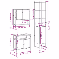 vidaXL Bathroom Furniture Set 3 Piece Sink Cabinet Grey Sonoma Engineered Wood