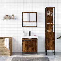 vidaXL Bathroom Furniture Set 3 Piece Sink Cabinet Smoked Oak Engineered Wood