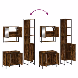 vidaXL Bathroom Furniture Set 3 Piece Sink Cabinet Smoked Oak Engineered Wood - Additional view 8