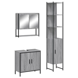 vidaXL Bathroom Furniture Set 3 Piece Sink Cabinet Grey Sonoma Engineered Wood