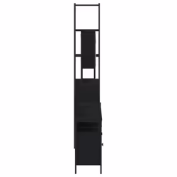 vidaXL Bathroom Furniture Set 4 Piece Mirror Cabinet Black Engineered Wood - Additional view 6