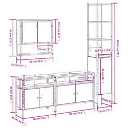 vidaXL Bathroom Furniture Set 4 Piece Sink Cabinet Smoked Oak Engineered Wood - Additional view 3