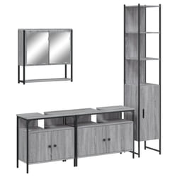 vidaXL Bathroom Furniture Set 4 Piece Sink Cabinet Grey Sonoma Engineered Wood