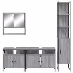 vidaXL Bathroom Furniture Set 4 Piece Sink Cabinet Grey Sonoma Engineered Wood - Additional view 5