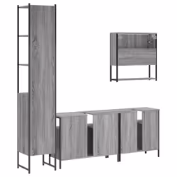 vidaXL Bathroom Furniture Set 4 Piece Sink Cabinet Grey Sonoma Engineered Wood - Additional view 7