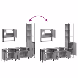 vidaXL Bathroom Furniture Set 4 Piece Sink Cabinet Grey Sonoma Engineered Wood - Additional view 8
