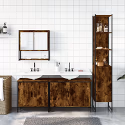 vidaXL Bathroom Furniture Set 4 Piece Sink Cabinet Smoked Oak Engineered Wood - Additional view 2