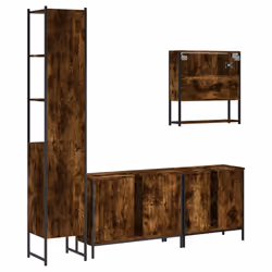 vidaXL Bathroom Furniture Set 4 Piece Sink Cabinet Smoked Oak Engineered Wood - Additional view 7