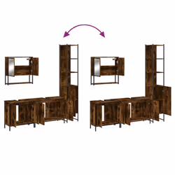 vidaXL Bathroom Furniture Set 4 Piece Sink Cabinet Smoked Oak Engineered Wood - Additional view 8