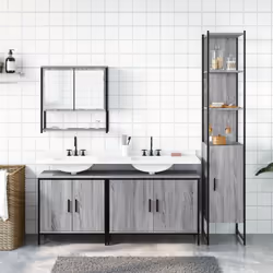 vidaXL Bathroom Furniture Set 4 Piece Sink Cabinet Grey Sonoma Engineered Wood