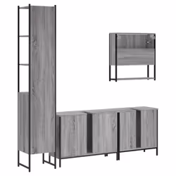 vidaXL Bathroom Furniture Set 4 Piece Sink Cabinet Grey Sonoma Engineered Wood - Additional view 7