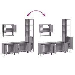 vidaXL Bathroom Furniture Set 4 Piece Sink Cabinet Grey Sonoma Engineered Wood - Additional view 8