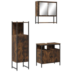 vidaXL Bathroom Furniture Set 3 Piece Sink Cabinet Smoked Oak Engineered Wood