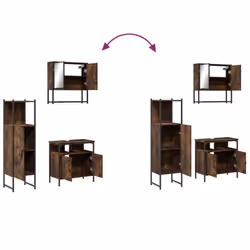 vidaXL Bathroom Furniture Set 3 Piece Sink Cabinet Smoked Oak Engineered Wood - Additional view 8