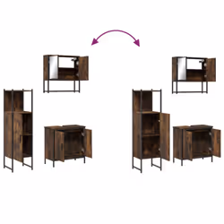 vidaXL Bathroom Furniture Set 3 Piece Sink Cabinet Smoked Oak Engineered Wood - Additional view 8