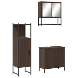 vidaXL Bathroom Furniture Set 3 Piece Sink Cabinet Brown Oak Engineered Wood