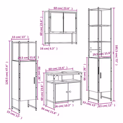 vidaXL Bathroom Furniture Set 4 Piece Mirror Cabinet Black Engineered Wood