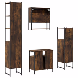 vidaXL Bathroom Furniture Set 4 Piece Sink Cabinet Smoked Oak Engineered Wood - Additional view 7