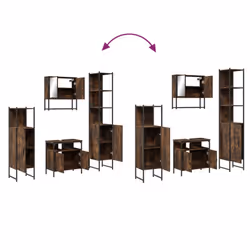 vidaXL Bathroom Furniture Set 4 Piece Sink Cabinet Smoked Oak Engineered Wood - Additional view 8