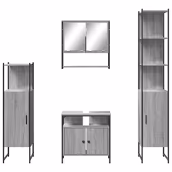 vidaXL Bathroom Furniture Set 4 Piece Sink Cabinet Grey Sonoma Engineered Wood - Additional view 5
