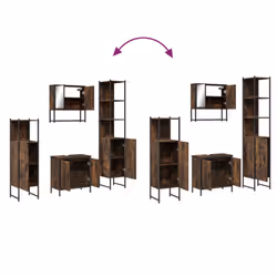 vidaXL Bathroom Furniture Set 4 Piece Sink Cabinet Smoked Oak Engineered Wood - Additional view 8