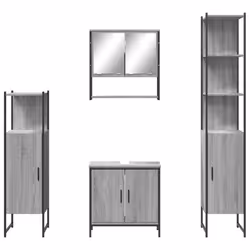 vidaXL Bathroom Furniture Set 4 Piece Sink Cabinet Grey Sonoma Engineered Wood - Additional view 5