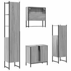 vidaXL Bathroom Furniture Set 4 Piece Sink Cabinet Grey Sonoma Engineered Wood - Additional view 7