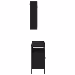 vidaXL Bathroom Furniture Set 2 Piece Mirror Cabinet Black Engineered Wood - black - Additional view 6